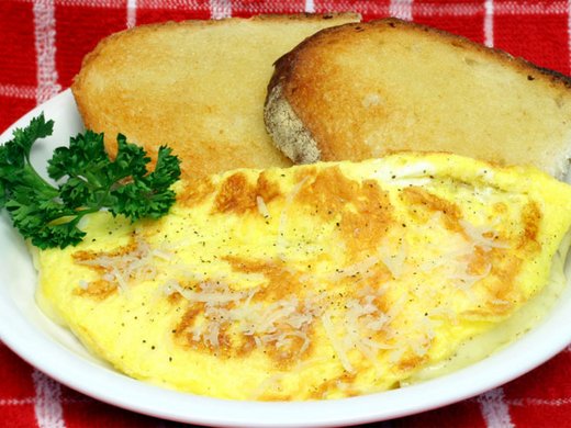 Cheese and herb omelet with roasted peppers