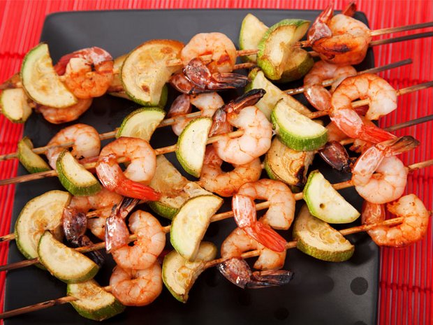 Skewers of Marinated Red Mullet and Shrimp