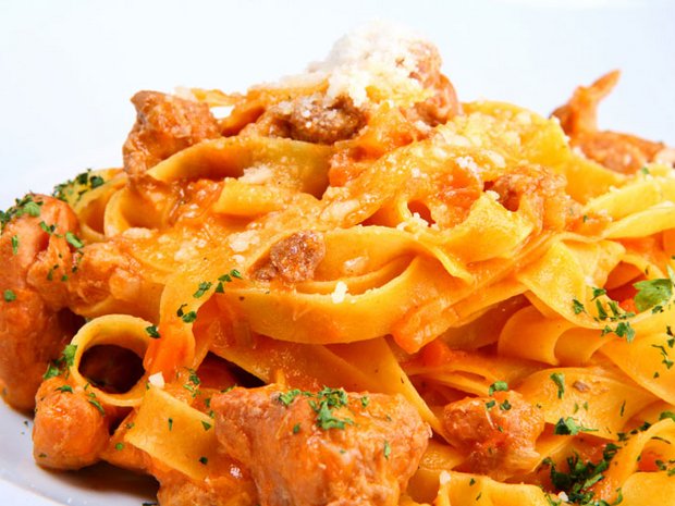 Monkfish with Champagne Sauce and Tagliatelli