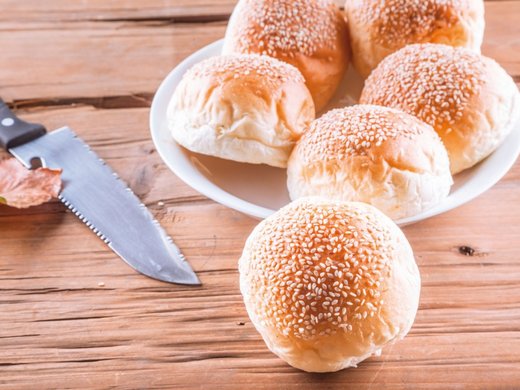Sesame flax rolls with wild garlic butter