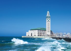 one of the largest mosques in the world,the Hassan II Mosque in Morocco